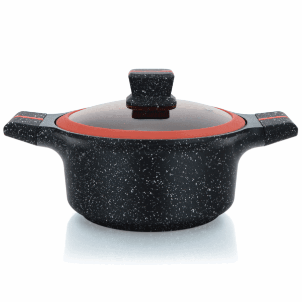 Herzberg HG-RSCAS32: Braadpan Met Granietcoating En Glazen Deksel - 32cm