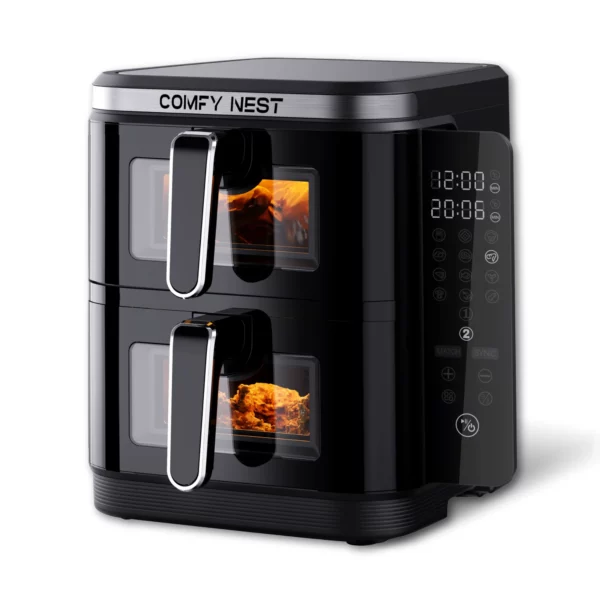 Comfy Nest CN-06184: 2800W Airfryer met Dubbele Mand, Raam en Zijpaneel - 11L