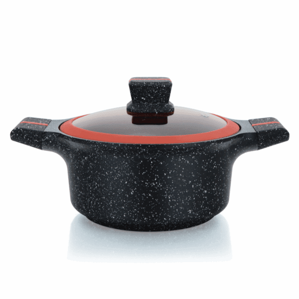 Herzberg HG-RSCAS28: Braadpan Met Granietcoating En Glazen Deksel - 28cm
