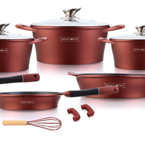 Royalty Line RL-ES1014M: 17-Delige Kookset Met Marmercoating Bordeaux