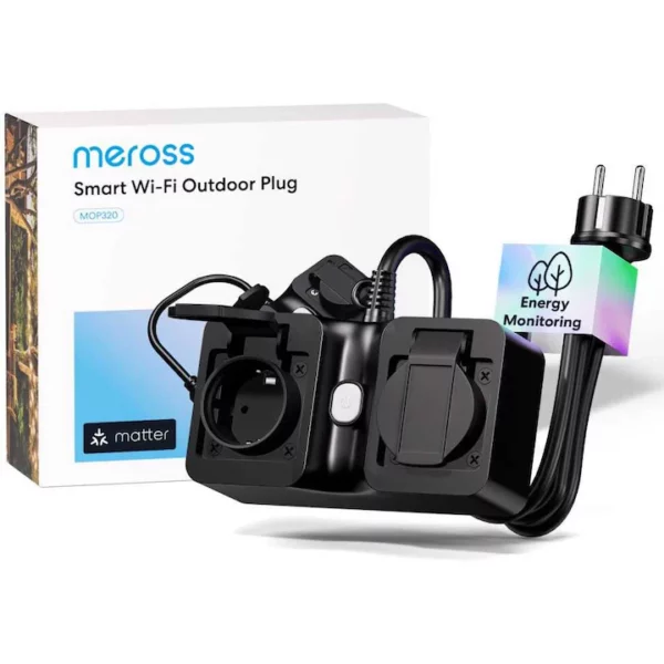 Meross MOP320MA-EU – Slimme Wi-Fi Binnen-/Buitenstekker met Energiemeter (Matter-versie)
