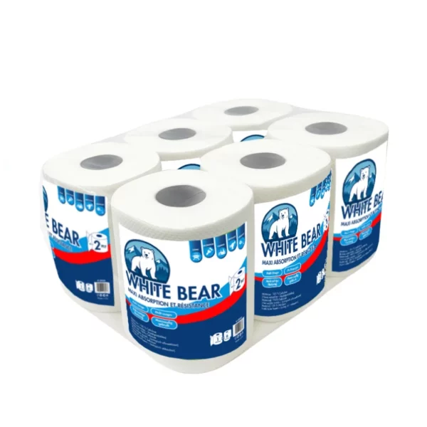 WhiteBear ET-2P250 – 6-Pack Biologisch Afbreekbare 2-Laags Multifunctionele Papierrollen