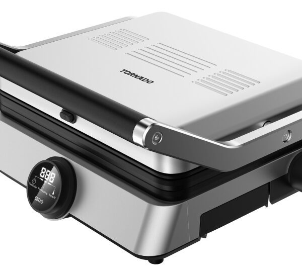 Tornado TGC-5406-GS Keramische Contactgrill – 1800W, Push-Turn bediening, LED-display