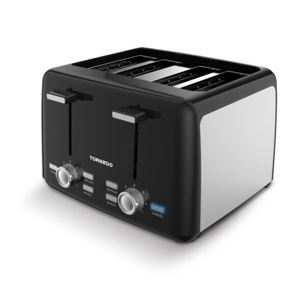 Tornado TTA-5406-GS – 4-Slice Broodrooster 1600 W met Extra Brede Sleuven (120 × 120 mm)